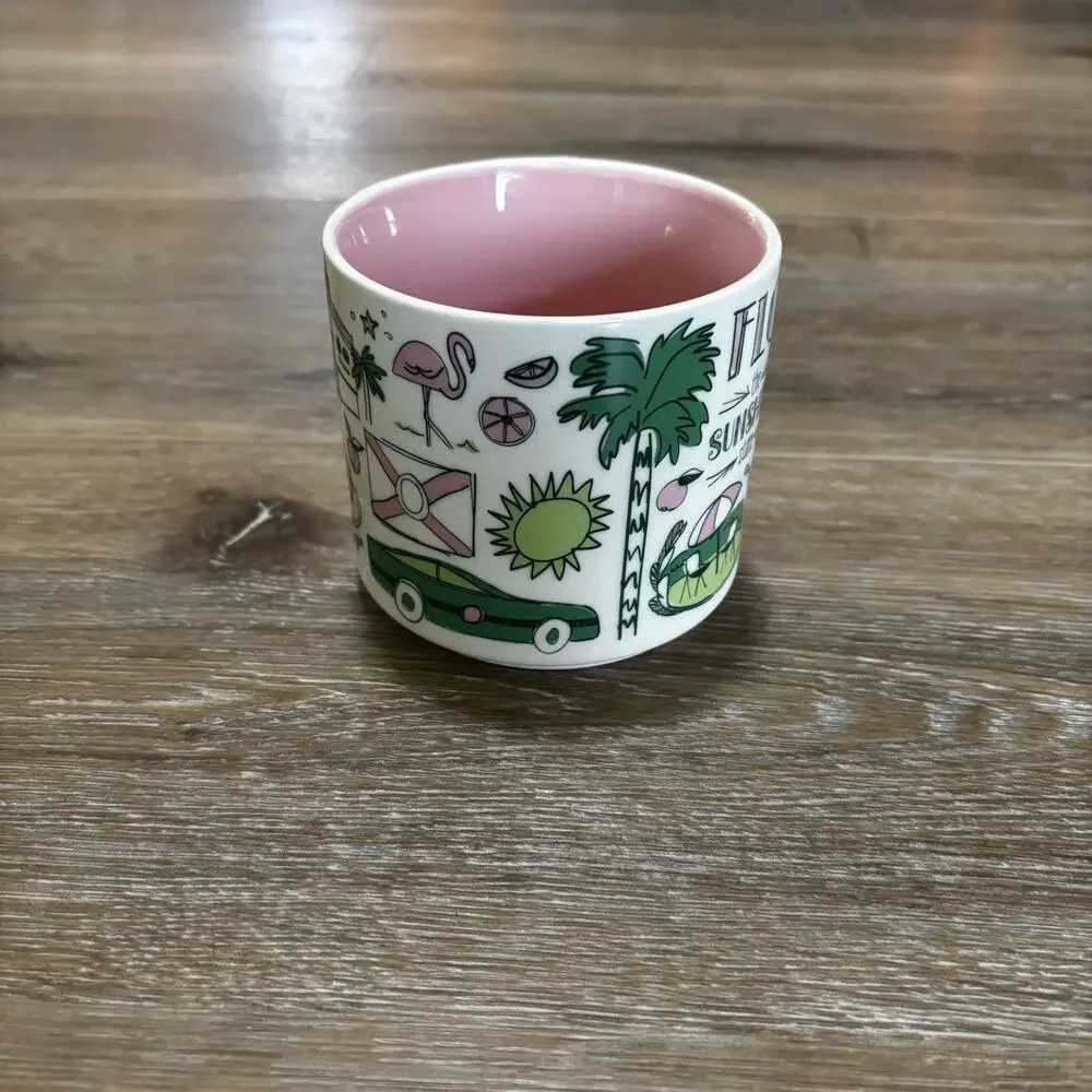 Starbucks FLORIDA “ Been There Series ” 14 oz Mug 2018 White Pink Green